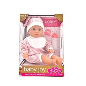 Poupée Baby Joy de Peterkin | Poupée au Corps Doux de 38 cm avec Yeux endormis, biberon et tétine avec Tenue de Luxe | Poupée