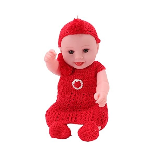 Poupées De Bébé De 42 Cm, Poupée De Bébé Au Corps Doux De Simulation Réaliste avec Pull Rouge Amovible, Poupée De Bébé pour L