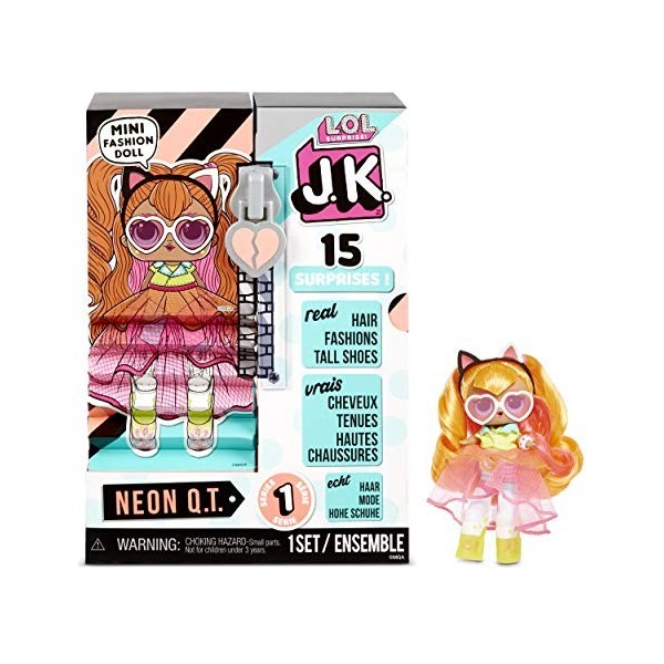 LOL Surprise Mini Poupées Mannequin JK - 15 Surprises, Vêtements et Accessoires - À Collectionner - Neon Q.T. + LOL Surprise 