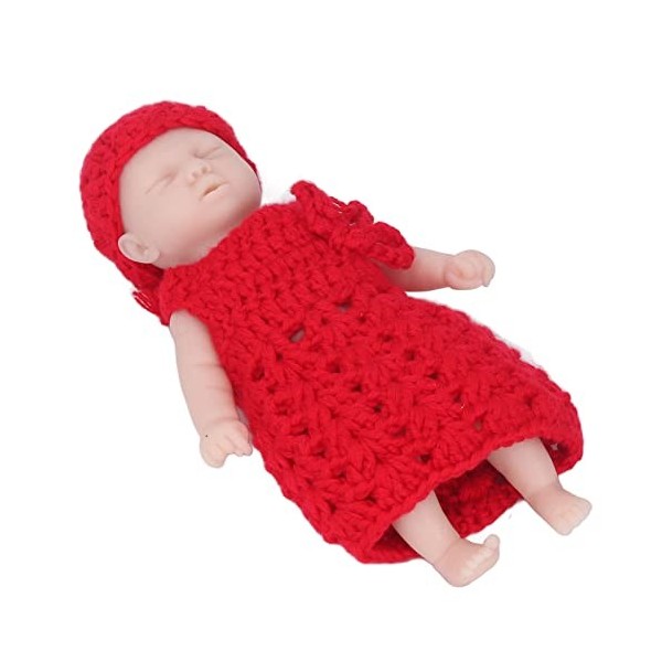 LBEC Poupée de Simulation de 6 Pouces poupée en Silicone Facile à Nettoyer avec Pull Rouge pour Les Enfants de 3 Ans et Plus 