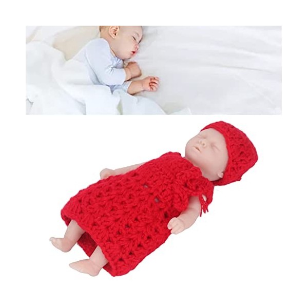 LBEC Poupée de Simulation de 6 Pouces poupée en Silicone Facile à Nettoyer avec Pull Rouge pour Les Enfants de 3 Ans et Plus 