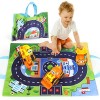 Norkbeng Jouet Camion Voiture Bébé 1 2 3 an Garçon,3 Pièces Push and Go Cars avec Tapis de Carte et Sacs de Rangement,Cadeau 