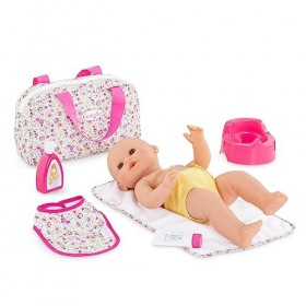 Corolle - Coffret Accessoires à Langer Fleuri, 7 Accessoires, pour Poupon 36cm, dès 2 Ans, 9000141540
