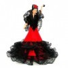 Folk Artesanía Poupée Porcelaine Flamenca andalouse 28 cm Robe Queue de Gala Uni Rouge