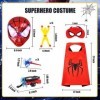 Pusuanzi Masque et Capes de Super-Héros avec Gant Lanceur Spiderman, LED Masque, Bracelet Spiderheroman, Bonhomme Collant, Sp