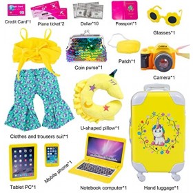 ebuddy UKZO12 Lot de 25 valises de voyage pour poupées Jaune 45,7 cm