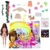 Barbie Color Reveal Fluo Poupée Mannequin Brune avec Mèches Orange, Vêtements et 25 surprises avec changement de couleur, Jou