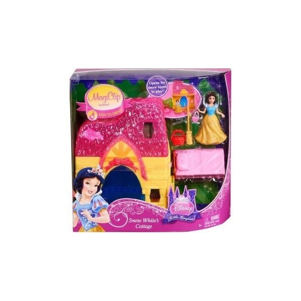 La Maison de Blanche Neige et 1 poupée + Accessoires - Set Mini Royaume pour Disney Princesse + 1 Carte Tigre