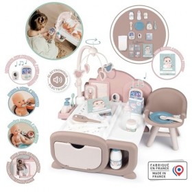 Smoby - Baby Nurse - Nursery Cocoon - Espaces Soin, Nuit et Repas - Babyphone Electronique - 19 Accessoires - Fabriqué en Fra