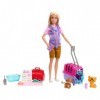 Barbie Coffret Métiers Sauvetage D’Animaux Avec Poupée Blonde Et 2 Bébés Tigre Et Singe, 12 Accessoires Dont Cage De Transpor