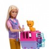 Barbie Coffret Métiers Sauvetage D’Animaux Avec Poupée Blonde Et 2 Bébés Tigre Et Singe, 12 Accessoires Dont Cage De Transpor