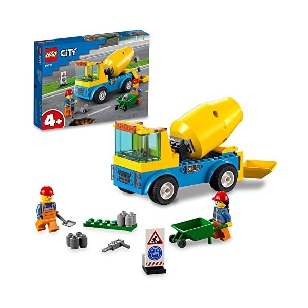 LEGO 60325 City Great Vehicles Le Camion Bétonnière & 60318 City Fire L’Hélicoptère des Pompiers, Jouet pour Filles et Garçon