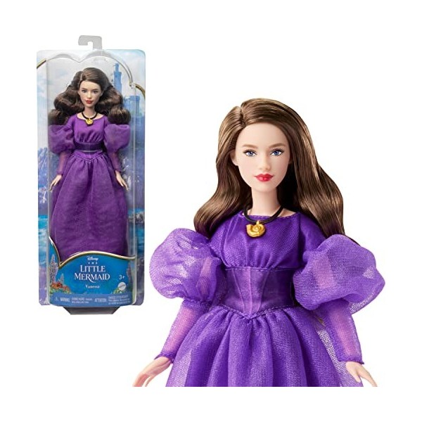 Mattel Disney La Petite Sirène Vanessa Poupée Fashion en robe violette signature, jouets inspirés du film