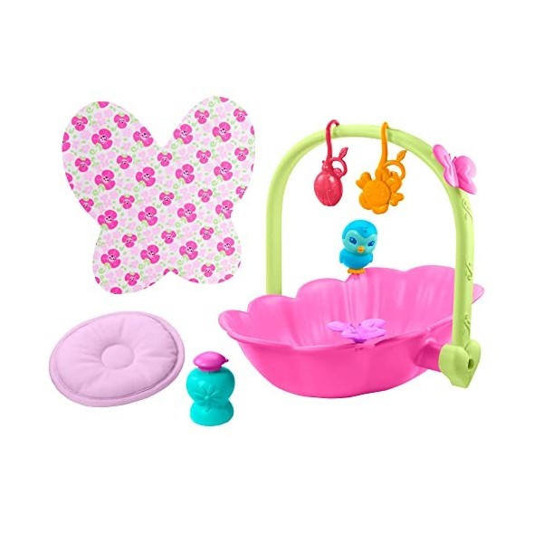 My Garden Baby coffret Nénuphar 2-en-1, couffin-baignoire et 7 accessoires pour poupon bébé papillon, jouet pour enfant dès 2