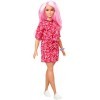 Barbie Fashionistas poupée mannequin 151 aux longs cheveux roses et avec un ensemble rouge à motif cachemire, jouet pour enf