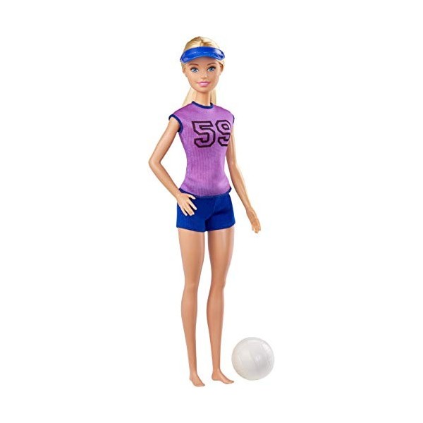 Barbie Métiers poupée blonde joueuse de volley avec visière et ballon, jouet pour enfant, GHT22