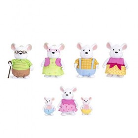 Lil Woodzeez 6491Z Famille de Souris Nibblekin avec Grands-Parents - Ensemble de 7 pièces avec Figurines Miniatures - Jouets