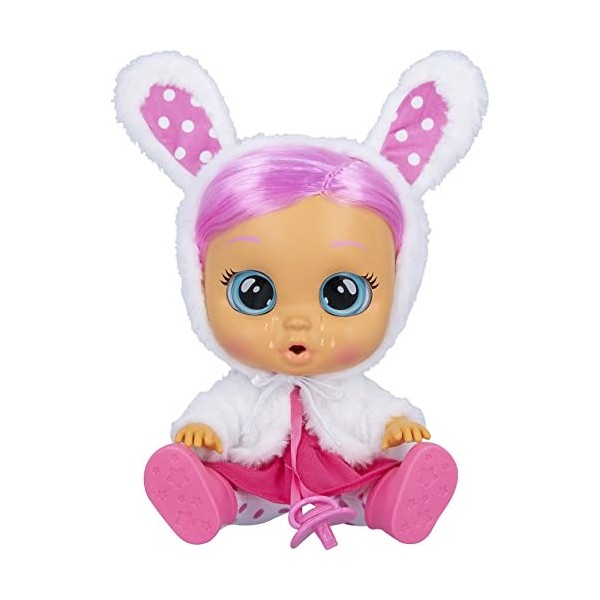 CRY BABIES Dressy Coney le lapin | Poupée interactive qui pleure de vraies Larmes avec de vrais Cheveux et des Vêtements pour