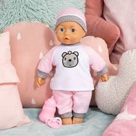 Bayer Design 93602AA Poupée bébé, Poupon interactif Qui Parle, Yeux dormeurs, Donne Un Bisou, Rose, Blanc, 36cm