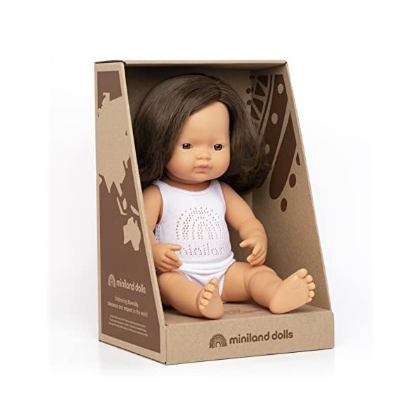 Miniland 31180 Baby Brown Hair Girl 38 cm