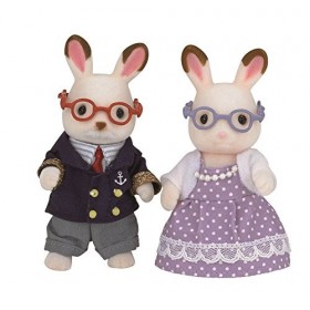 Sylvanian-Les Grands-Parents Lapin Chocolat Families Mini-poupées et Figurines, 5190, Multicolore, Norme & 5019 - Semi Lit Do