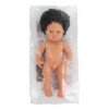 Miniland Baby Doll 31231 Poupée caucasienne en Cheveux bouclés Noir 38 cm dans Un Sac en Plastique sans sous-vêtements