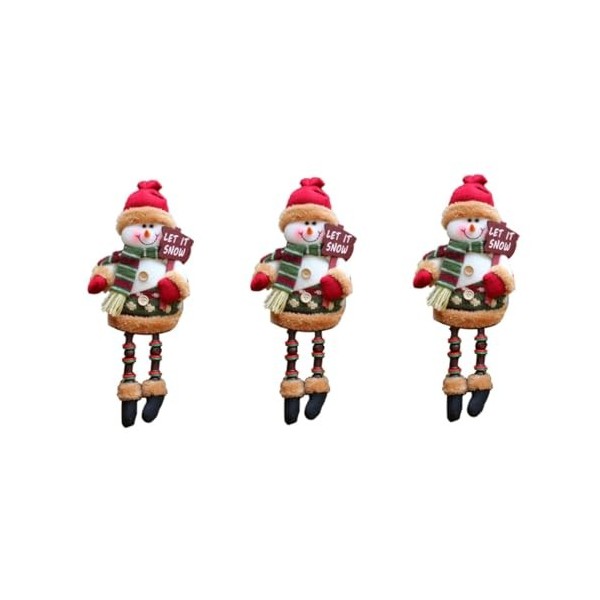 Toyvian 3 Pcs Père Noël Assis Bonhomme De Neige Renne Étagère avec Jambes Pendantes Décoration De Bureau De Noël Jouets Poupé