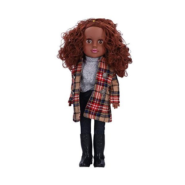 Vakitar 19 Pouces Vinyle Enfants Mode Plaid Vêtements Fille Poupée Mignon Réaliste Poupée Enfant Jouet Cadeau, pour La Maison