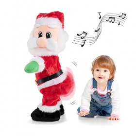 Gfilay Père Noël Twerkant - Poupée en Peluche électrique de Noël Dansante Chantant Une Chanson Anglaise Jouets de Noël