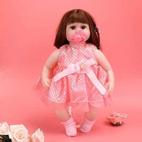 Zerodis 42cm Jouet de Poupée pour Bébé Réaliste Poupon Interactif Jouet Poupée Fille avec Cheveux Longs Poupée 