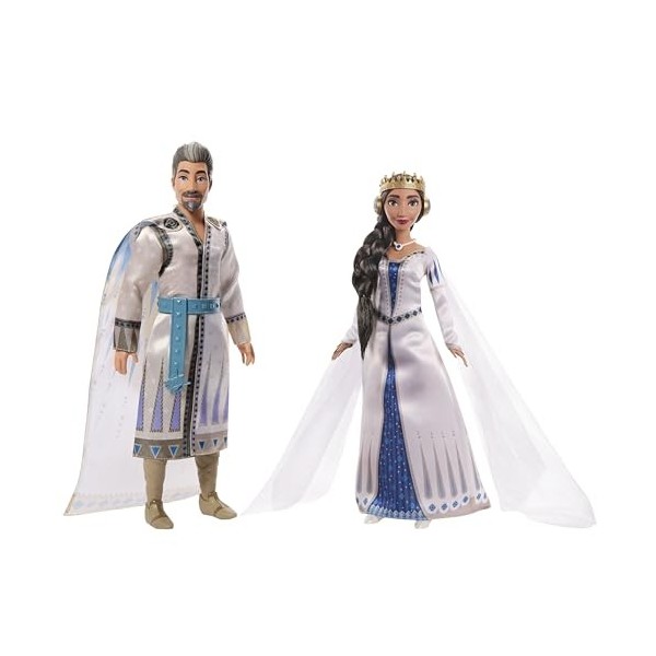 Disney Wish, Asha et la bonne étoile - Coffret 2 Poupées Articulées Le Roi Magnifico Et La Reine Amaya Du Royaume De Rosas, A