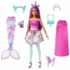 Barbie Coffret Poupée Il Était Une Fois Transformable En Sirène Ou Royal, Bébé Dragon Et Licorne, Vêtements Et Accessoires, J