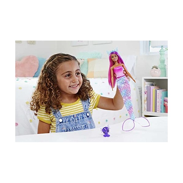 Barbie Coffret Poupée Il Était Une Fois Transformable En Sirène Ou Royal, Bébé Dragon Et Licorne, Vêtements Et Accessoires, J