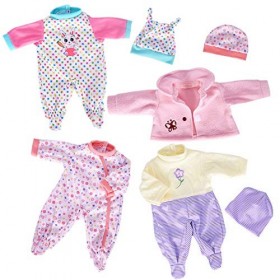 ebuddy Ensemble 7 pièces pour poupée avec chapeau et manteau pour poupée de 43 cm