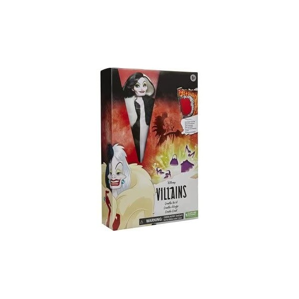 Coffret Collector pour Disney : Poupee Cruella denfer 30 cm + Accessoires - Set poupée Mannequin Princesse Les Villains + 1 