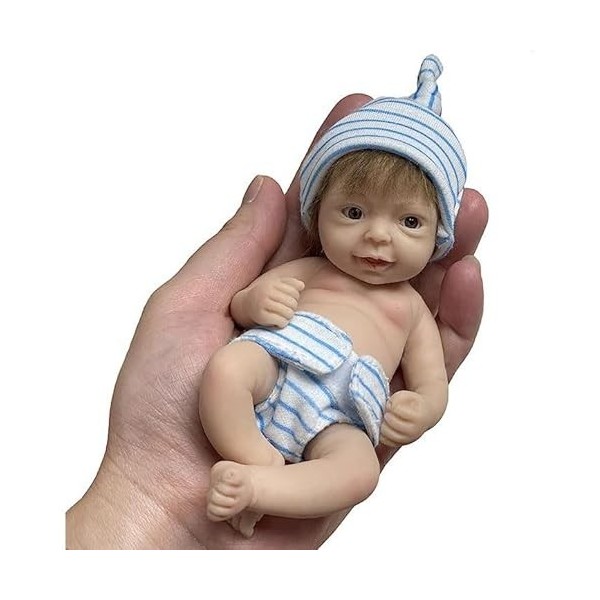 YIHANGG Réaliste Mini Poupée Reborn Douceur Corps Entier en Silicone Solide Poupée Nouveau-né Taille de la Paume Enfant Anniv