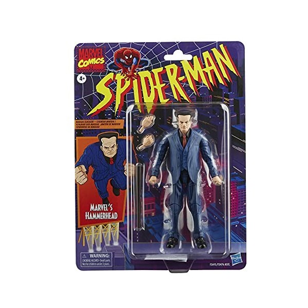 Marvel Hasbro Spider-Man, Figurine Marvels Hammerhead de 15 cm, inclut 3 Accessoires : 2 Mains alternatives, 1 bâton de Base