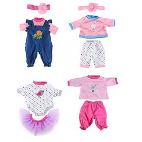 ebuddy 4 Ensembles de vêtements de poupée avec Jeans, Haut, Pantalon, Jupe pour poupées de 43 cm/poupée de 15 Pouces.