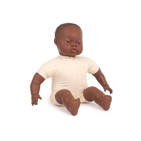 Miniland Miniland31063 40 cm Unisexe Chauve Africain Baby Doll sans sous-vêtements