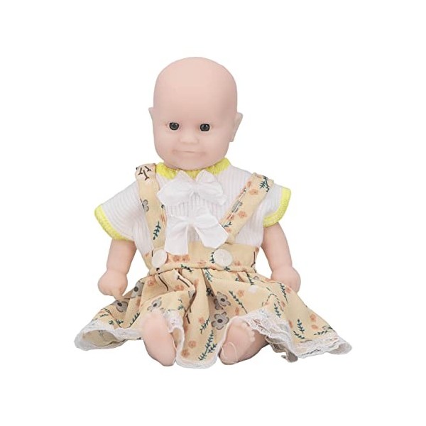 BALRAJ 6 Pouces Nouveau-né Bébé Poupées Silicone Fille Poupée avec Robe Jaune sans Poils Réaliste Bébé Poupée Réaliste Bébé P