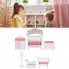 Alomejor Ensemble de Meubles de Chambre à Coucher pour Maison de Poupée Miniature, Accessoires de Chambre Rose et Blanc, Déco