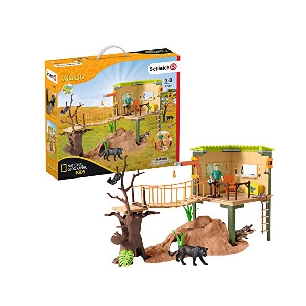 Schleich 42507 Station daventures Sauvages, dès 3 Ans, Wild Life - Coffret, 40 x 34,5 x 10,5 cm