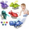 TODARRUN Voitures jouets pour tout-petits, voitures dinosaures pour garçons et filles, véhicules à tirer vers larrière avec 