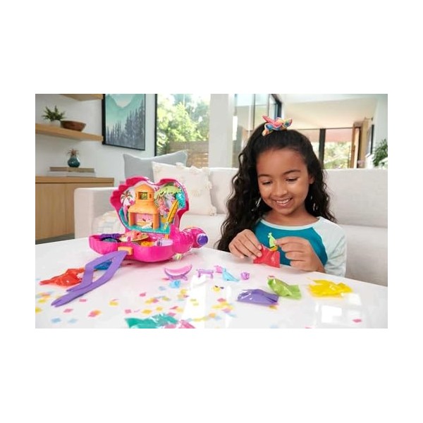 Polly Pocket Coffret Flamant Rose avec 26 surprises dont mini-figurines Margot & son amie, système de fixation Pop & Swap, es