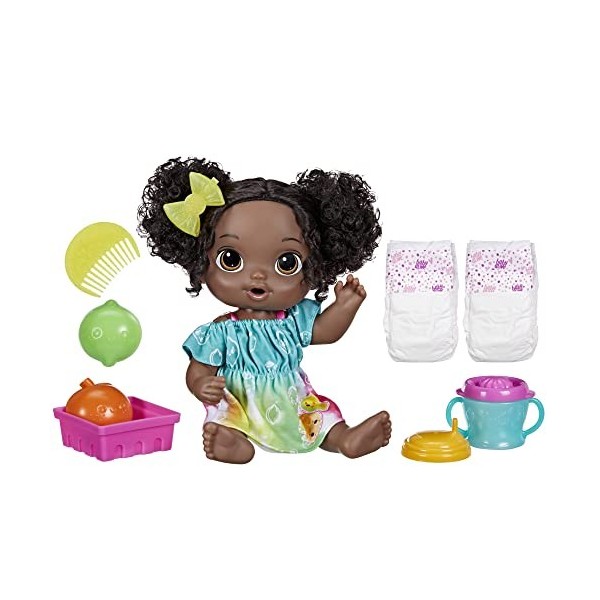 Baby Alive, Coffret poupée Boissons fruitées, Citron Vert, Presse-Agrumes factice, boit et mouille sa Couche, dès 3 Ans, Chev