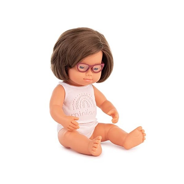 Miniland Baby-Dollar Poupée avec Lunettes de Soleil pour Fille Style décontracté 38 cm 31111 Beige