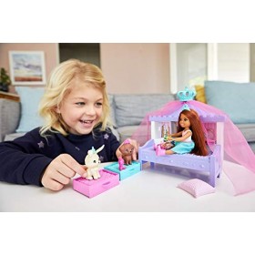 Barbie Princess Adventure coffret Histoire du Soir avec mini-poupée Chelsea rousse, 2&nbsp;figurines animaux et accessoires, jouet