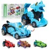 PANAMALAR Lot de 4 jouets transformables 2 en 1 - Dinosaure et voiture - Pour enfants - Jouet de déformation - Cadeau danniv