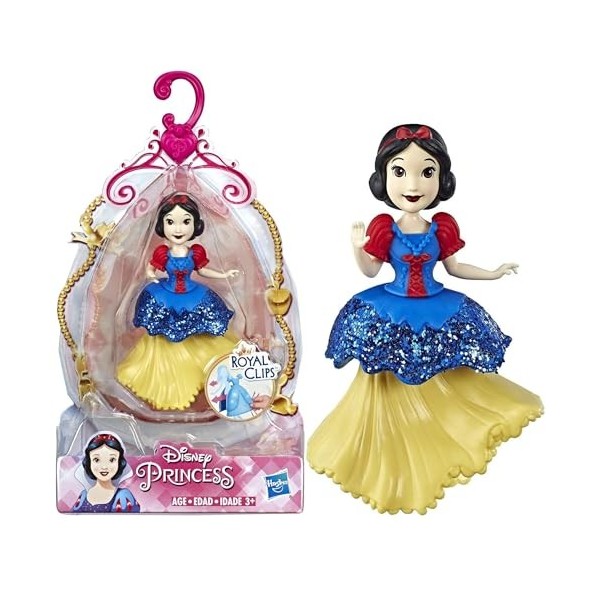 Disney Princess Royal Clips Lot de 3 figurines articulées 9 cm – Lot de 2 – Raiponce, Blanche-Neige et Cendrillon