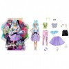 Barbie Extra coffret poupée articulée aux cheveux bleus avec accessoires pour créer plus de 30 looks tendance et oversize, jo